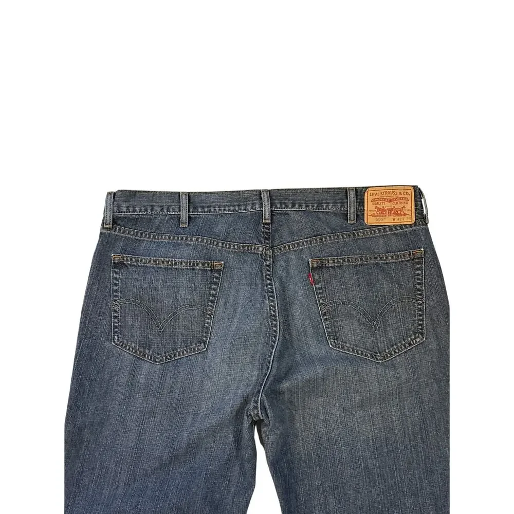 Levis 559 Jeans Mens 42x30 Blue Relaxed Fit Straight Leg Distressed Y2K *READ*